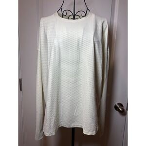 Calia Womens XL Cream Yellow Textured Ripple Long Sleeve Relaxed Fit Top